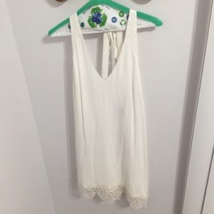 White halter top dress with lace on bottom